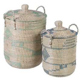 S/2 CESTOS NATURAL-GRIS FIBRA NATURAL 38 X 38 X 58 CM