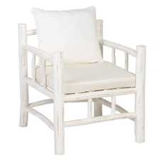 SILLÓN BLANCO DECAPÉ MADERA DE TECA 70 X 70 X 80 CM