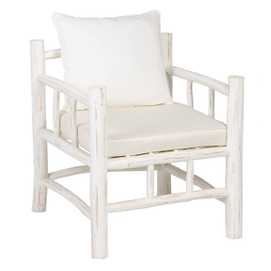 SILLÓN BLANCO DECAPÉ MADERA DE TECA 70 X 70 X 80 CM