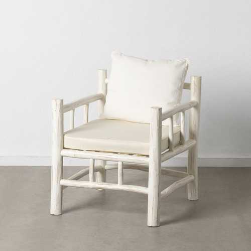 SILLÓN BLANCO DECAPÉ MADERA DE TECA 70 X 70 X 80 CM