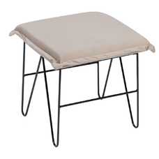 PUF TERCIOPELO BEIGE TEJIDO-METAL 40 X 40 X 35 CM