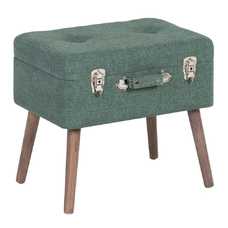 BANQUETA-BAÚL VERDE TEJIDO-MADERA 50 X 35 X 45 CM BANQUETA-BAÚL VERDE TEJIDO-MADERA 50 X 35 X 45 CM