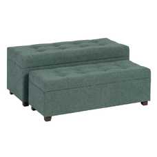 S/2 BANQUETA-BAÚL VERDE TEJIDO-MADERA 102 X 41 X 43 CM S/2 BANQUETA-BAÚL VERDE TEJIDO-MADERA 102 X 41 X 43 CM