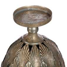 PORTAVELAS PLATA ENVEJECIDA METAL 15,50 X 15,50 X 28 CM