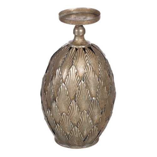 PORTAVELAS PLATA ENVEJECIDA METAL 15,50 X 15,50 X 28 CM