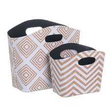 CESTO PORTAMANDOS MARRÓN-BLANCO 20 X 12 X 15,50 CM