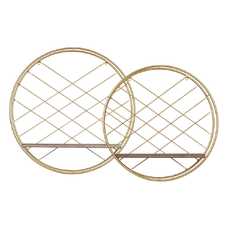 ESTANTE NATURAL-ORO METAL / MADERA 51 X 14 X 51 CM