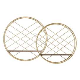 ESTANTE NATURAL-ORO METAL / MADERA 51 X 14 X 51 CM