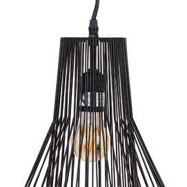 LÁMPARA TECHO BLANCO Y NEGRO RATÁN/METAL 28 X 28 X 36 CM