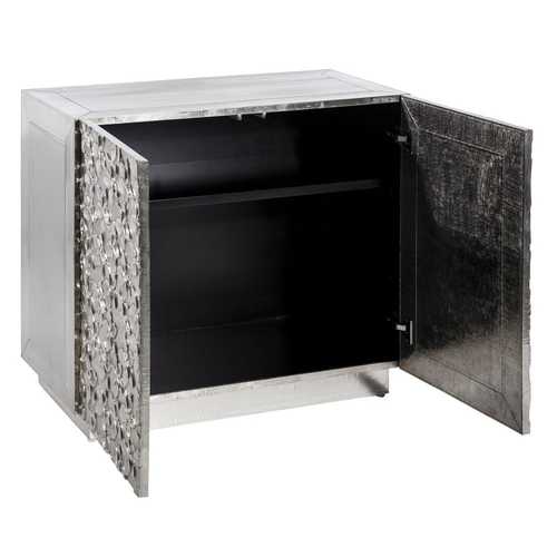 MUEBLE RECIBIDOR PLATA METAL / MADERA 95 X 45 X 80 CM