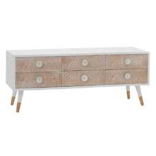 MUEBLE TV BLANCO-NATURAL MADERA DE PINO 120 X 40 X 50 CM