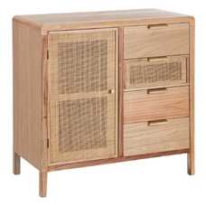 MUEBLE RECIBIDOR NATURAL MADERA-RATÁN 80 X 40 X 82 CM