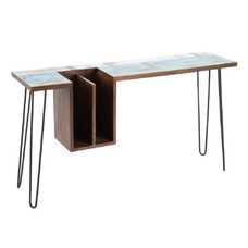 ESCRITORIO MARRÓN-AZUL MADERA / METAL 140 X 35 X 77 CM