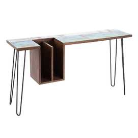 ESCRITORIO MARRÓN-AZUL MADERA / METAL 140 X 35 X 77 CM