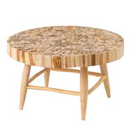 MESA CENTRO NATURAL MADERA DE TECA 80 X 80 X 45 CM