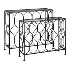 S/2 CONSOLAS NEGRO METAL / CRISTAL 90 X 35 X 80 CM