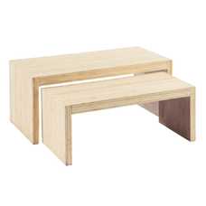 S/2 MESA CENTRO NATURAL MADERA SALÓN 110 X 55 X 50 CM