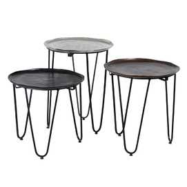 S/3 MESA AUXILIAR ALUMINIO/HIERRO SALÓN 40 X 40 X 51 CM