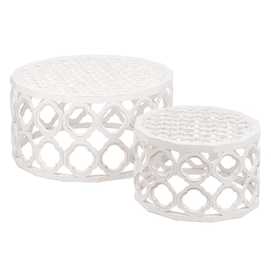 S/2 MESA CENTRO BLANCO DM SALÓN 89 X 89 X 47 CM