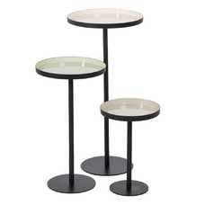 MESA AUXILIAR NEGRO-CREMA HIERRO SALÓN 40 X 40 X 85 CM