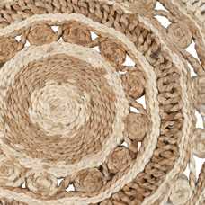 ALFOMBRA NATURAL-BLANCO YUTE DECORACIÓN 120 X 120 CM