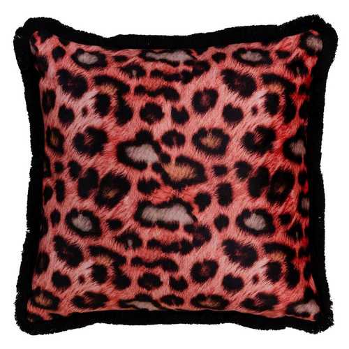COJÍN LEOPARDO NARANJA TERCIOPELO 45 X 45 CM