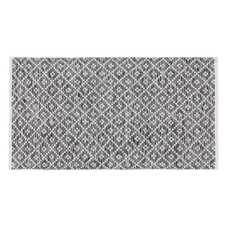 ALFOMBRA GRIS-BLANCO POLIESTER-ALGODÓN 80 X 150 CM