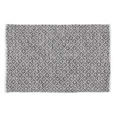ALFOMBRA GRIS-BLANCO POLIESTER-ALGODÓN 120 X 180 CM