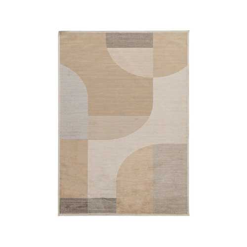 ALFOMBRA GEOMÉTRICO CREMA VISCOSA 160 X 230 CM