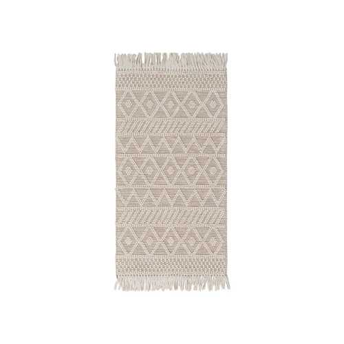 ALFOMBRA CREMA TEJIDO DECORACIÓN 80 X 150 CM