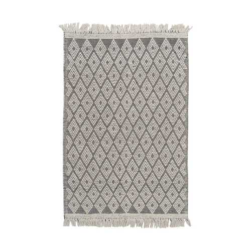 ALFOMBRA BLANCO-NEGRO TEJIDO DECORACIÓN 160 X 230 CM