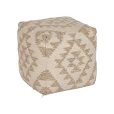 PUF BLANCO NATURAL LANA-ALGODÓN 45 X 45 X 45 CM