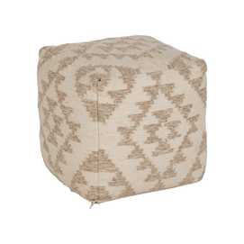 PUF BLANCO NATURAL LANA-ALGODÓN 45 X 45 X 45 CM