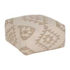 PUF BLANCO NATURAL LANA-ALGODÓN 80 X 80 X 40 CM