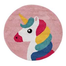 ALFOMBRA UNICORNIO ROSA ALGODÓN INFANTIL 100 CM