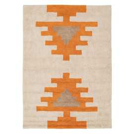 ALFOMBRA AZTECA BLANCO-NARANJA ALGODÓN 160 X 120 CM