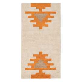 ALFOMBRA AZTECA BLANCO-NARANJA ALGODÓN 175 X 90 CM