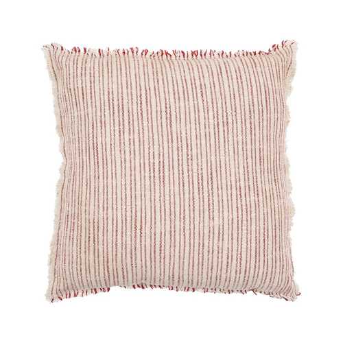 COJÍN RAYAS BEIGE-ROJO VISCOSA / LINO 50 X 50 CM