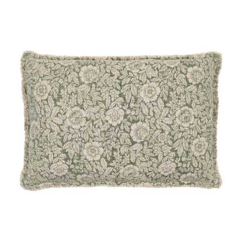 COJÍN FLORES BEIGE OSCURO 60 X 40 CM