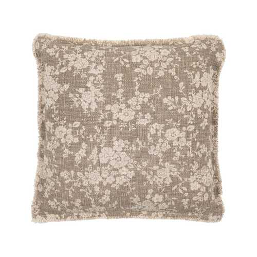 COJÍN FLORES BEIGE OSCURO 45 X 45 CM