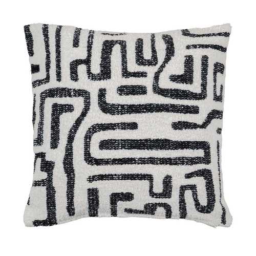COJÍN BLANCO Y NEGRO JACQUARD DECORACIÓN 45 X 45 CM