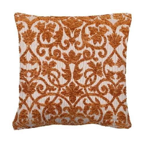 COJÍN BLANCO-OCRE JACQUARD DECORACIÓN 45 X 45 CM