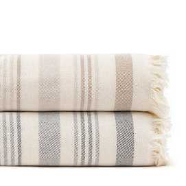 COLCHA RAYAS BEIGE-GRIS ALGODÓN 200 X 260 CM