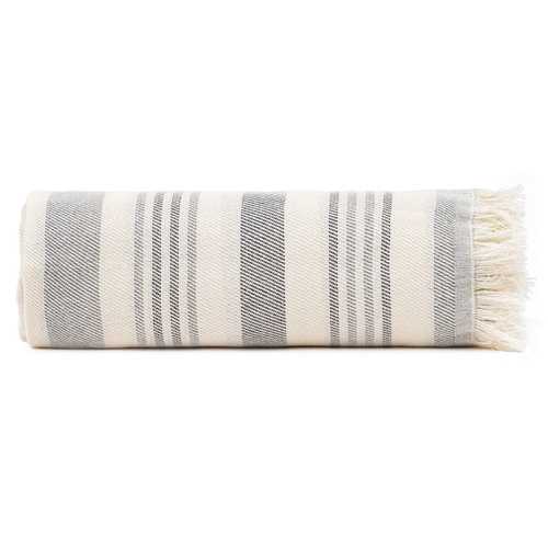 COLCHA RAYAS BEIGE-GRIS ALGODÓN 200 X 260 CM