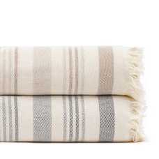 COLCHA RAYAS BEIGE-GRIS ALGODÓN 280 X 260 CM COLCHA RAYAS BEIGE-GRIS ALGODÓN 280 X 260 CM