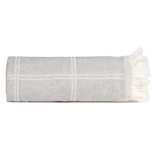 COLCHA CUADROS GRIS PERLA ALGODÓN 250 X 260 CM