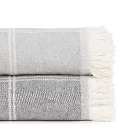 COLCHA CUADROS GRIS PERLA ALGODÓN 280 X 260 CM