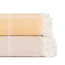 COLCHA CUADROS CAMEL ALGODÓN 250 X 260 CM COLCHA CUADROS CAMEL ALGODÓN 250 X 260 CM