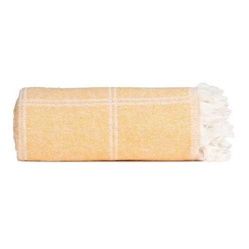 COLCHA CUADROS MOSTAZA ALGODÓN 200 X 260 CM