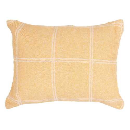 COJÍN CUADROS MOSTAZA ALGODÓN-POLIÉSTER 70 X 50 CM